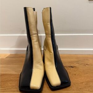 Two-Tone Black and Cream Women's Boots